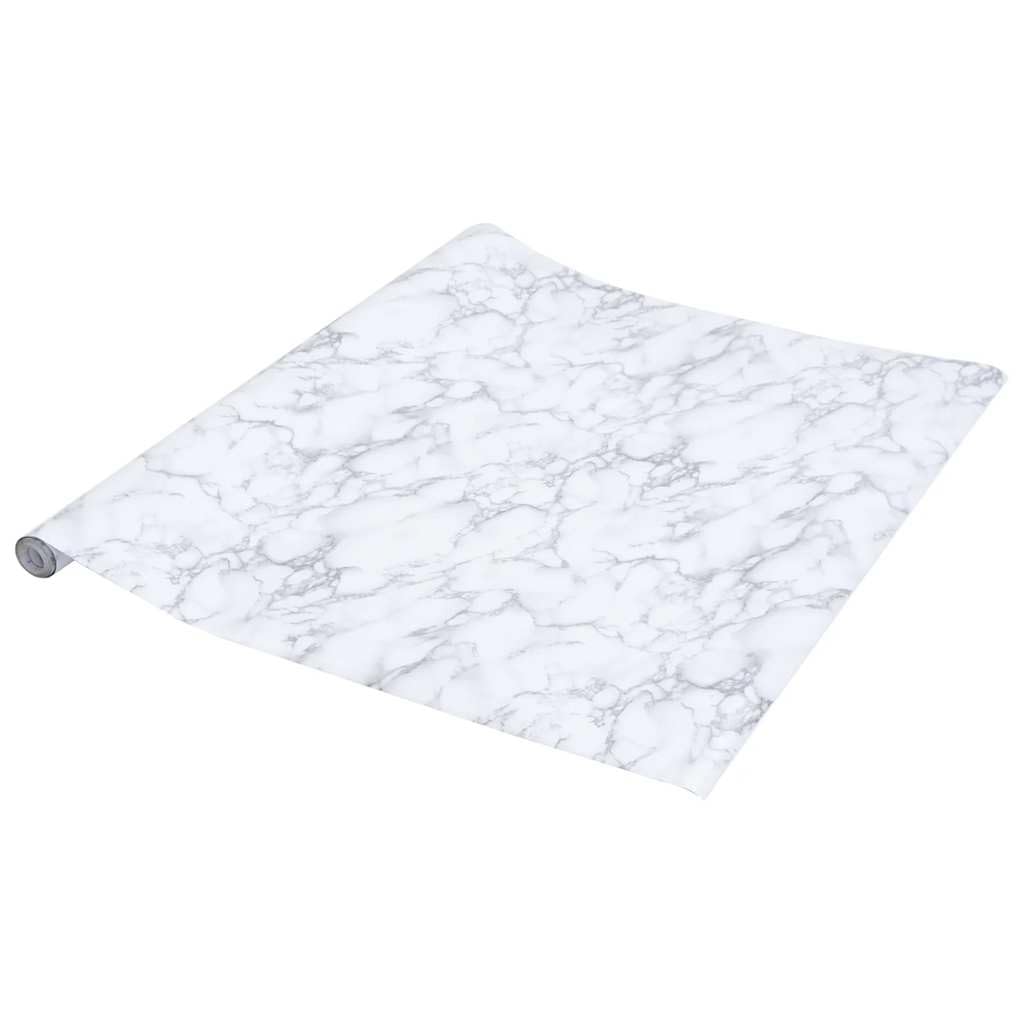 Lámina autoadhesiva para muebles, color blanco mármol, PVC, 90 x 500 cm, para superficies lisas, 0,15 mm, lámina decorativa para mesa, armario, pared y cristal