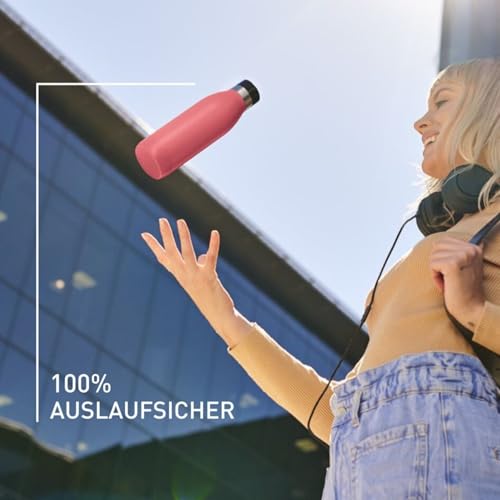 Emsa Bludrop Isolier-Trinkflasche, 0,7 Liter, 100% dicht, Quick-Press Verschluss, Ergonomischer 360° Trinkgenuss,12h warm, 24h kühl… – Ansicht 2