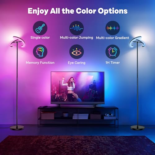 SIBRILLE RGBCW Floor Lamp, Color Changing Standing Lamp, Modern Stepless Dimmable LED Floor Light Tall Lamp with Remote Control, 20W 3000-6000K Rotatable Floor Lamps for Living Room, Bedroom, Office by SIBRILLE - Image 3