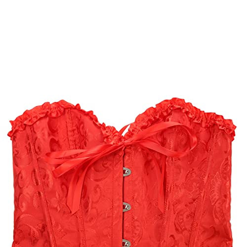 Womens Shapewear Tummy_Control Women's Lace Corset Satin Corset Thong Shapewear For Women Tummy_Control (Red, S) #TOP7