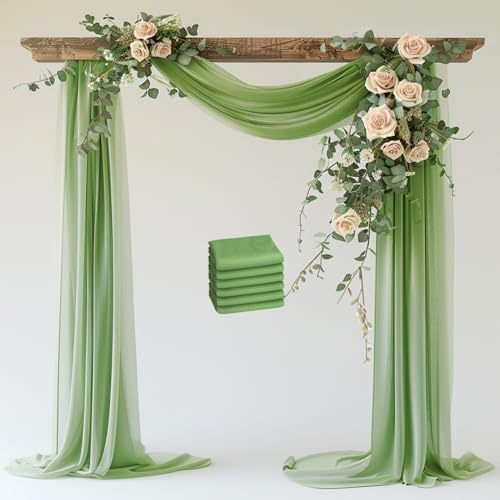 Wokceer Wedding Arch Draping Review: 6 Panel Sage Green Sheer Fabric Backdrop for Ceremonies