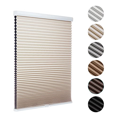 MYshade Cordless Blackout Cellular Shades for Windows, Honeycomb Window Shades with Thermal Insulation, Child & Pet Safe Room Darkening Shade, Easy Install,29" W x 64" H, Beige by MYshade - Used condition - US$41.09