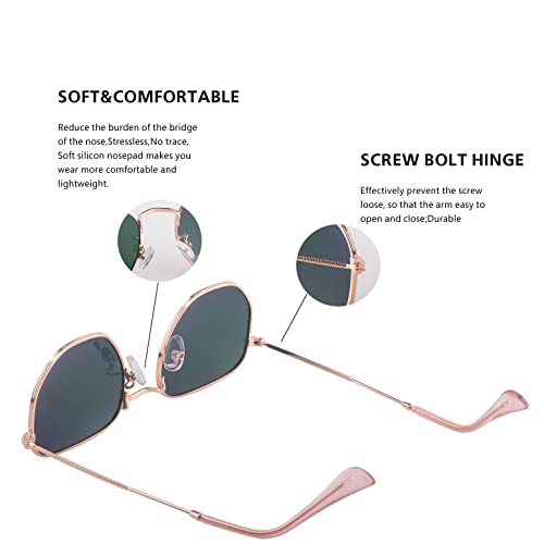 Image of Hipster Hexagonal Polarized Sunglasses Men Women Geometric Square Small Vintage Metal Frame Retro Shade Glasses