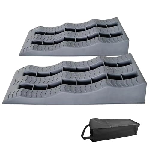 Cuneo di stabilizzazione per camper 2 pezzi di livellatori for rimorchi antiscivolo a 3 gradini, blocchi livellamento camper(Grey)
