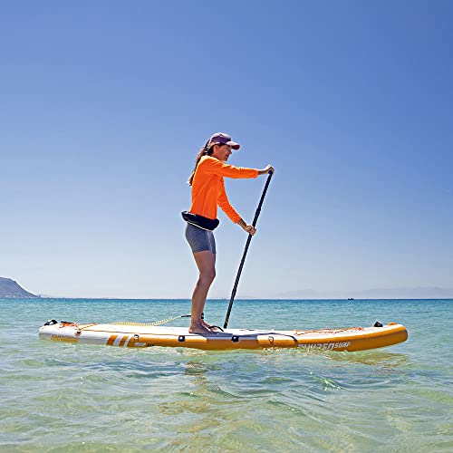 Thurso Surf Inflatable Stand Up Paddle Board All-Around Sup Waterwalker 120 10'×30''×6'' Deluxe Package | Carbon Shaft Paddle | Roller Backpack | Dual Chamber Pump | Coiled Leash (Tangerine) #TOP5