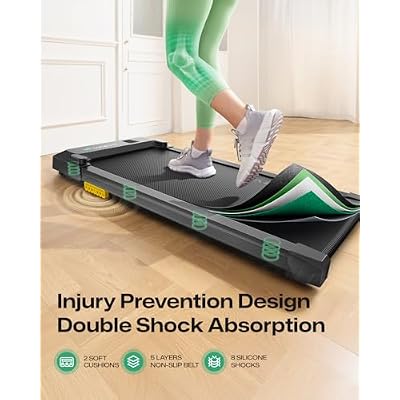 UREVO Smart Walking Pad, Standing Desk Treadmill with Double Shock Absorption, Quiet Operation, Workout APP with Track Insights and MIIT Mode, Plug and Play, Remote or APP Control for Home Office