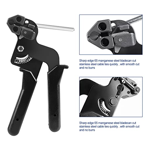 Stainless Steel Cable Tie Gun With 100PCS Stainless Steel Cable Ties Cable Tie Tool for Metal Cable Zip Ties Tensioning Cutter Metal Zip Tie Tool Kit Self-Locking Zip Ties Kit - Thumbnail 4