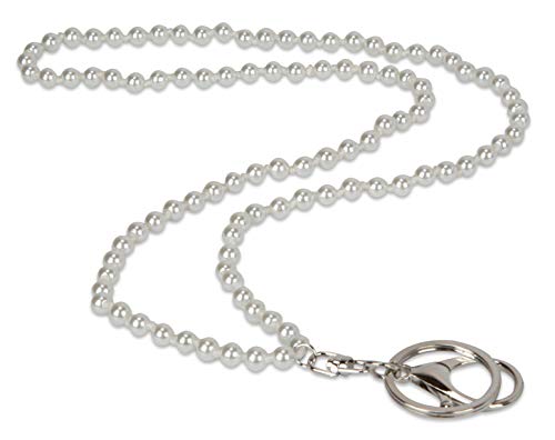 SPUNKYsoul Pretty Cute Colored Lanyard Necklace for id Badge Key Keychain with Beads for Women, White, M