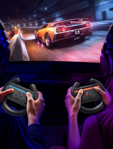 WEOTOO Steering Wheel Compatible with Switch 2 JoyCon Controller, 2 Pack Racing Wheels Compatible with Switch 2 JoyCon Accessories, Realistic Racing Experience with Comfortable Grip – Black - Image 3