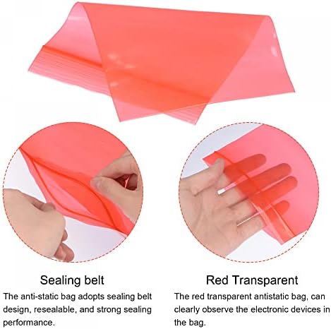 sourcing map Anti Static Bags Shielding Bag 3x5inch(8x12.5cm) Red Transparent Resealable for Hard Drive HDD SSD 100pcs