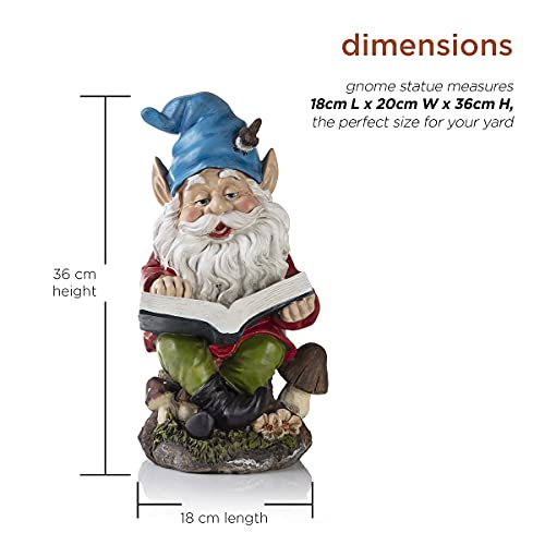 Alpine Gnome Reading A Book Statue, 14 Inch Tall #TOP2