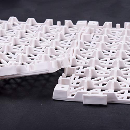 12 Pack Modular Interlocking Cushion 11.5" X 11.5" Mat Floor Tile Mats Drain Pool Patio Balcony Yard Pet Area Washer Pad (White) #TOP4