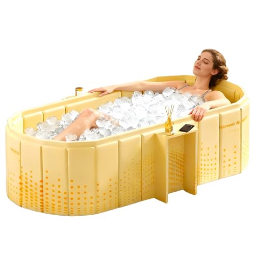 Portable Bathtub for Adult 47" Large Collapsible Cold Plunge Bathtub Foldable No Installation Ice Bath Tub for Shower Stall, Bathroom Hot SPA Soaking Standing Tub