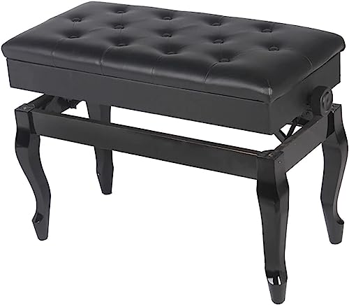 SXSHEYS Taburete de Piano para Banquete Familiar, tocador, Banco de Madera de Altura Ajustable, cómodo Relleno de cojín Acolchado con Esponja de Alta resiliencia, Color Negro