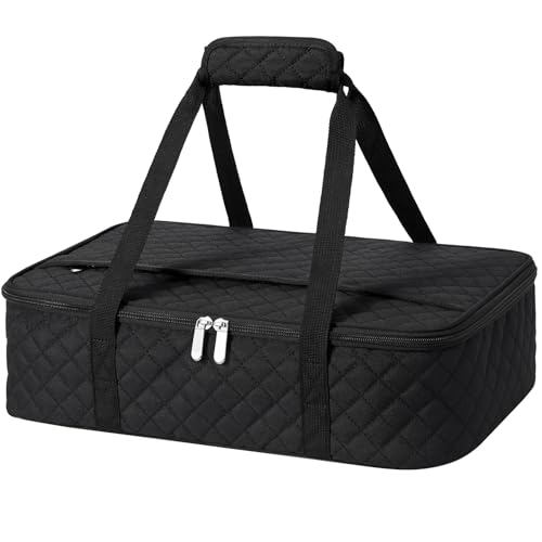 Insulated Casserole Carrier Fits 9"x13" Dish, Portable Food Tote- Black