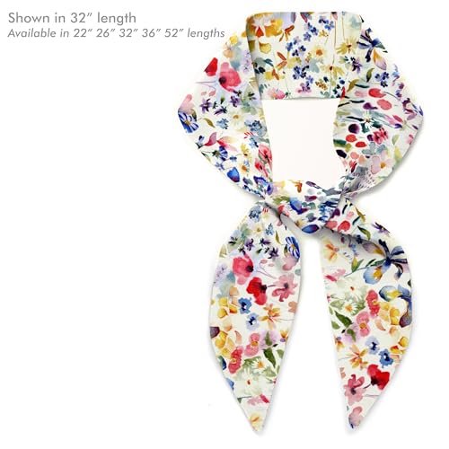 Liberty London Purse, Head, Neck Scarf - Choose Length - Watercolor Floral Skinny Scarf Headband, Handbag/Purse flair - Tana Lawn Cotton, Felda C3