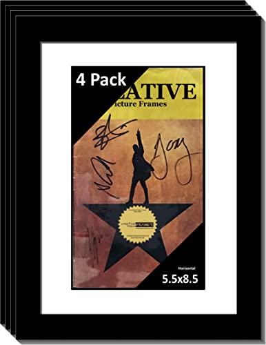 Creative Picture Frames [4pk8.5x11bk-w Black Theatre Frame with White Matting to Holds 5.5x8.5-inch Media with Installed Hanger and Stand (Theatre Bill Not Included Pack of 4)
