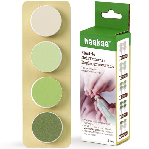haakaa Baby Nail Trimmer Replacement Pads Electric Baby Nail Grinding Heads for Standard Electric Kid Nail Trimmer Suits to Newborn Infant Toddler 4pcs-Meadow
