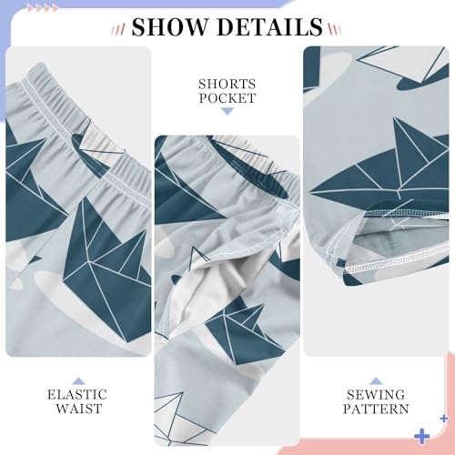 ZZKKO Paper Boats Navy Blue Boys Pants for Kids Jogger Pants with Pockets S-XL4