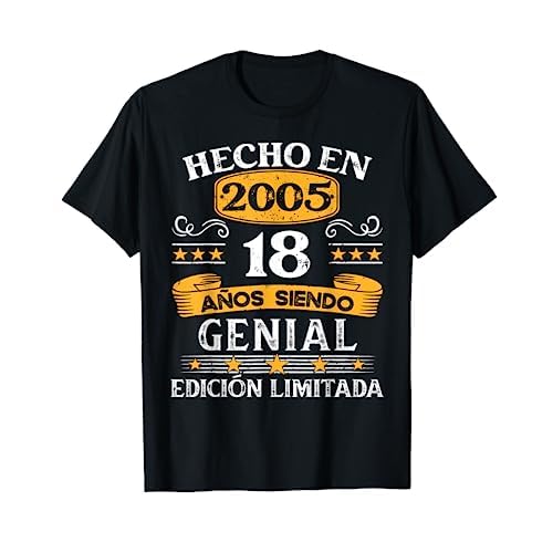 18 Años Cumpleaños Regalo Hombre Hecho En 2005 Hecho En 2005 Camiseta