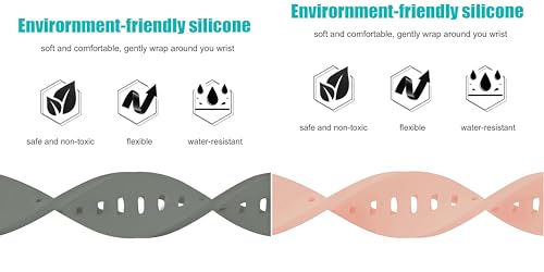 Image of ACM Pack of 2 Watch Strap Silicone Belt 22mm compatible with Beatxp Unbound Neo Smartwatch Casual Classic Band (Grey /Creame Pink)