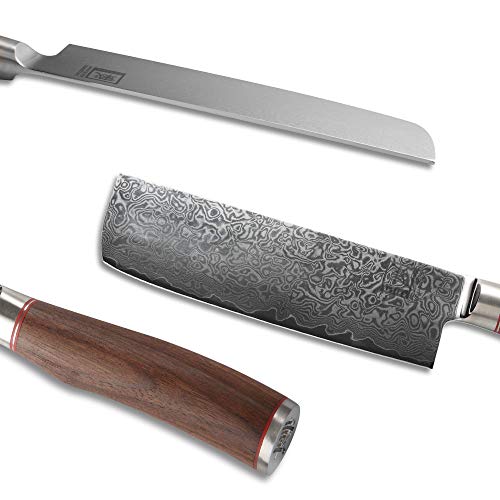 Zayiko Kurumi Premium Nakirimesser aus Damaststahl mit Nussbaumgriff