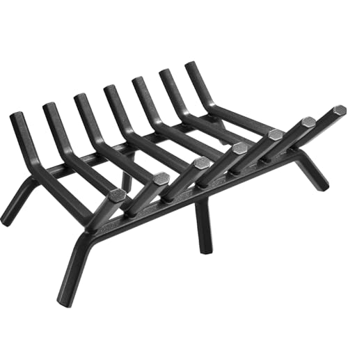 AMAGABELI GARDEN & HOME Fireplace Grate 30 inch Fire Pit Grate Fire Place Log Holder Wrought Iron Heavy Duty Solid Steel Indoor Outdoor Camping Hearth Firepit Firewood Wood Burning Rack Stove