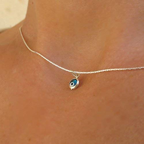 Evil Eye Necklace Pendant For Women - Gold Choker Necklace - Minimalist Pendant - 14K Gold Filled Jewelry - Kabbalah Pendant - Nazar Eye Necklace - Evil Eye Protection Amulet 5Mm Width #TOP7