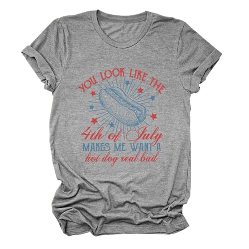 Generic You Look Like The 4th of July T-Shirt Women You Look Like The 4th of July Makes Me Want A Hot Dog Real Bad Shirt Medium