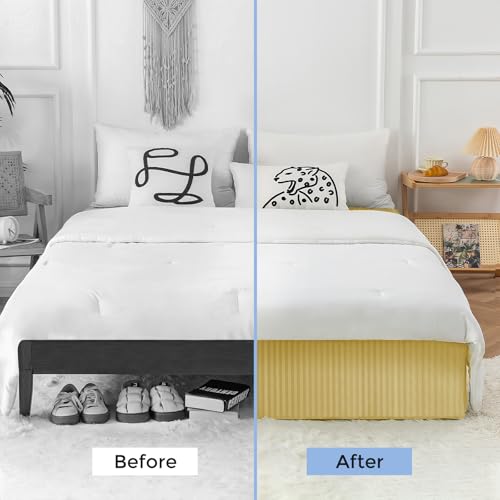 HENGWEITEXT Queen Size Bed Skirt Split Corners,Pleated Bed Skirt with Split Corners,Queen Size Ruffle Bed Skirts Split Corners,Easy Fit,Fade Resistant,Wrinkle Free,Tailored Drop