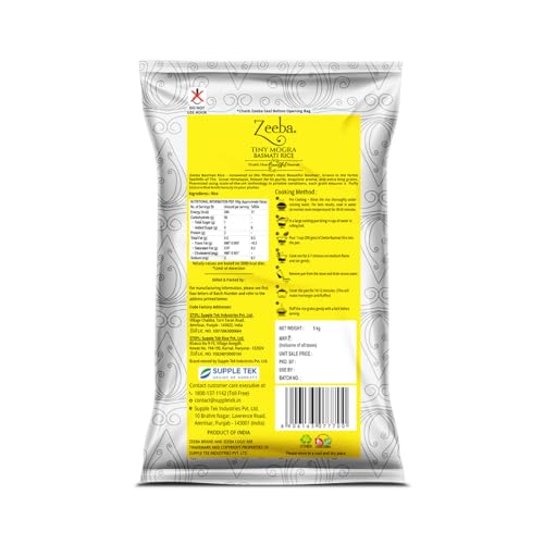 Image of Zeeba Tiny Mogra Basmati Rice 5 Kg, Small Grains with Great Taste, Gut-friendly Rice (Cooked length upto 10mm*) (Pack of 2)