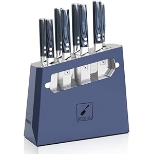 imarku Knife Set With Block, White Knife Sets, Knife Block Set, 14pcs Stainless Steel Kitchen Knife Set, Kitchen Essentials for New Home, Apartment Essentials, Built-in Sharpener, Dishwasher