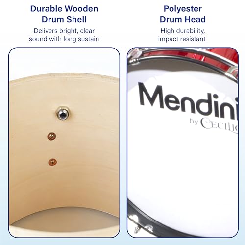 Image of Mendini By Cecilio 16 Inch Drum Set, 3-Piece Junior Drum Set - Metallic Red