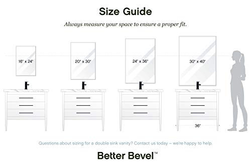 Better Bevel 24" X 36" Frameless Rectangle Mirror | 1" Beveled Edge | Bathroom Wall Mirror #TOP5