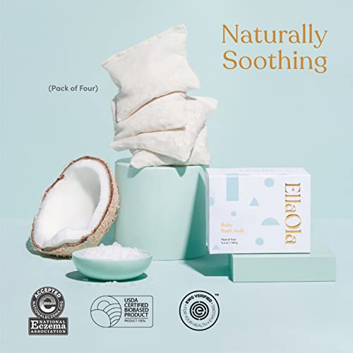 Image of ELLAOLA Oatmeal Bath Soak for Babies Kids & Adults - Baby Bath Tea Soaks Made with Prebiotics to Relieve Dry, Itchy, Eczema Prone Skin While Gently Cleansing, Fragrance Free I 4 Bath Tea Soaks