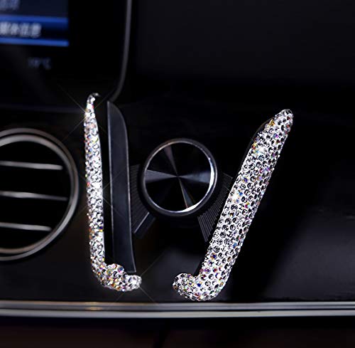 Bestbling Luxury Fashionable Convenient Bling Rhinestone Crystal Car Dash Air Vent Slip-On Adjustable Phone Holder For Easy View Gps Screen (Silver M Holder) #TOP1