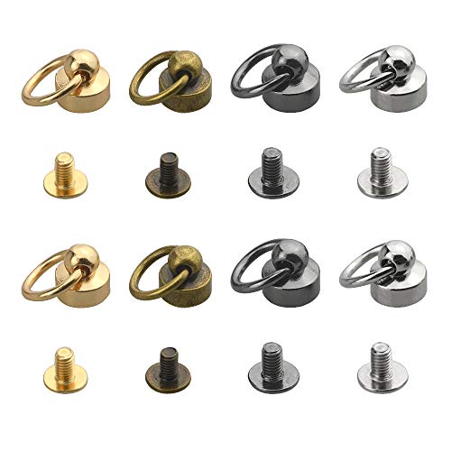 Xingyheng 40Pcs 4Colors 8Mm Round Head Rivet Studs Diy Leather Craft Rivets With Pull Ring Buckle Assortment Kit Round Head Ring Metal Rivet Studs For Purse Wallet Phone Case Handbag Decoration #TOP28