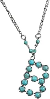 Fuqimanman2020 Boho Western Cowgirl Turquoise Initial Letter Pendant Necklace A-Z Hippie Natural Stone for Women Girls Bohemian Personalized Jewelry