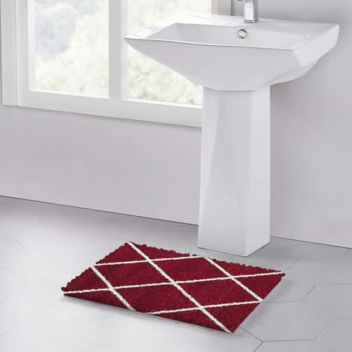 Image of VASAC Carpet for Hallway, Kitchen, and Modern InteriorsCarpetCozy Shag Runner for Living Room, Bedroom & Office Decor ETC Size 16x24 Inch, Patten-Solid Red M