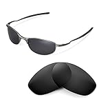 Walleva Replacement Lenses for Oakley Tightrope Sunglasses-Multiple Options Available (Black - Polarized)
