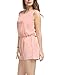 Allegra K Women Round Neck Sleeveless Cut Out Back Casual Romper M Pale Pink