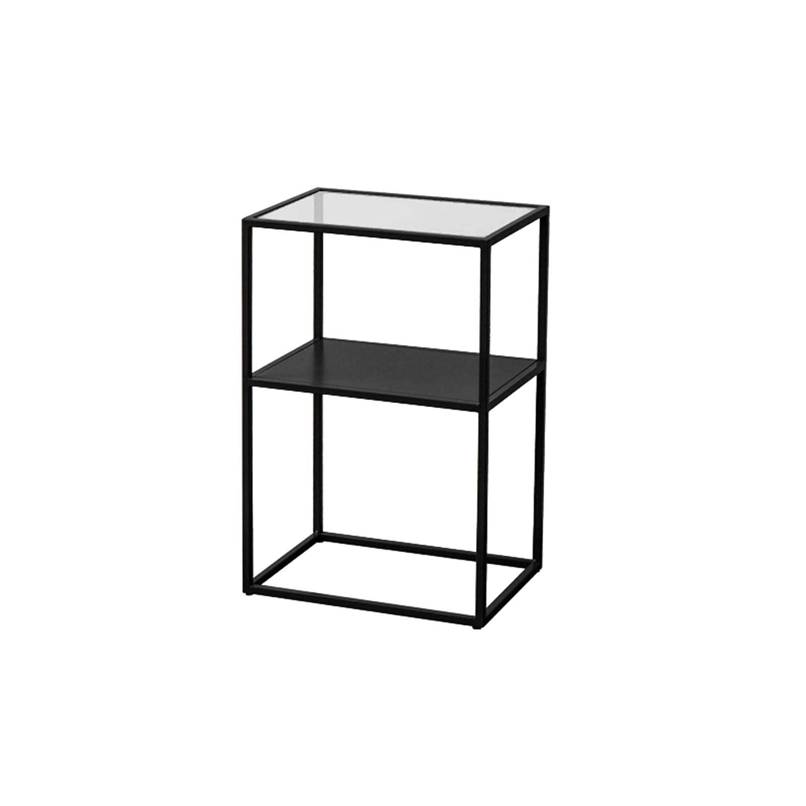 Sofa-Beistelltische im modernen Stil, kompakte rechteckige Aufbewahrungs-Beistelltische, platzsparender Eck-Ausstellungstisch, kleine Couchtische aus gehärtetem Glas (H) 60 cm, schwarz, 40 x 30 x 60