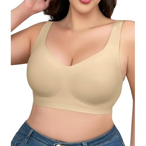 SHAPERX Bras for Women No Underwire Seamless Oversized Everyday Bra Comfort Wireless Padded Soft Support Bralette
