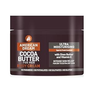 American Dream Cocoa Butter Body Cream for Men, an Ultra Moisturising Body Butter with a Sport Fresh Scent 500ml
