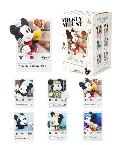MINISO Disney Mickey Mouse Blind Box Fun in Life Series 3D Magnetic Vinyl Cute Mystery Animal Toy, Collectible Surprise Gift Figure Model Random Design for Home Decor Birthday Gifts, Single Box