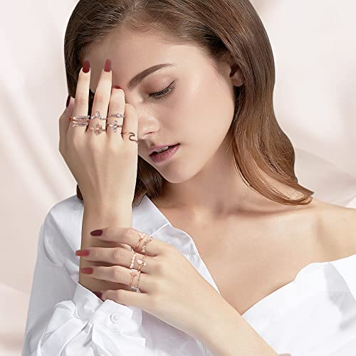 92 Pcs Vintage Silver Gold Knuckle Rings Set For Teen Girls Women, Boho Stackable Joint Finger Rings Aesthetic, Gemstone Snake Crystal Stacking Midi Punk Hippie Rings Gift For Mother's Day Valentine's Day #TOP2