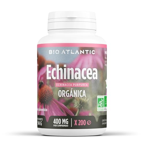✿ Echinacea purpurea Orgánica - 1200 mg por dosis diaria - 200 comprimidos - Alta Concentración, Formato Ahorro, Premium y Vegetal