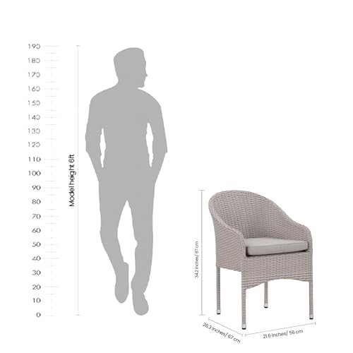 Image of Royaloak Sepang Malaysian Wicker Outdoor Chair, Modern Style, Fiber Rattan, Powder Coated Steel Frame, Water Resistant Cushion, Adult Relaxation