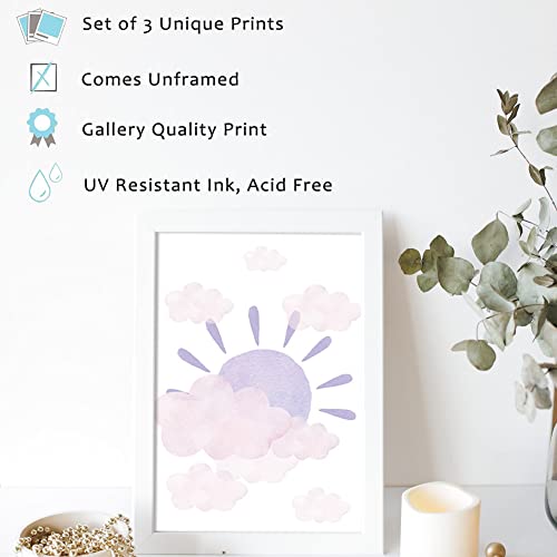 3Pcs Rainbow Room Decor For Girls Bedroom, Pretty Pastel Colors Rainbow Clouds Sun Canvas Painting Nursery Wall Art For School Playroom (8X10 Inch Unframed) #TOP1