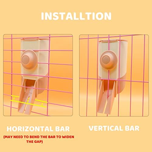 Hanging Pet Feeding Funnel for Cage, Small Animal External Feeding Hopper for Solid Feed Rabbit Guinea Pig Chinchilla Ferret Hedgehog Crate (Pink)
